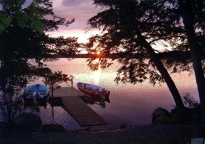 Dock at our Maine lake cabin rentals